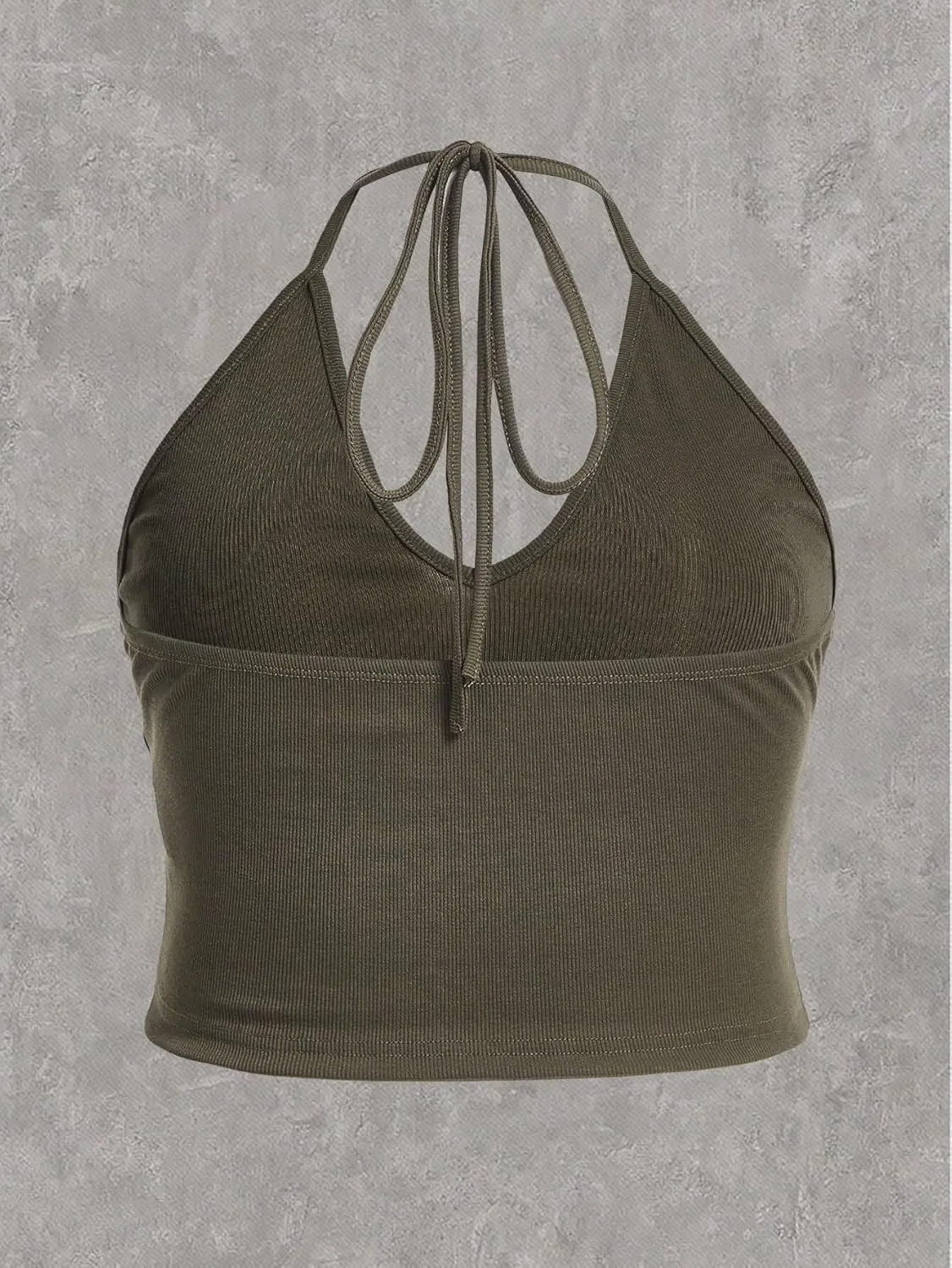 WDIRARA Women's Plus Size 3pcs Solid Halter Tank Tops Slim Fit Crop Tee