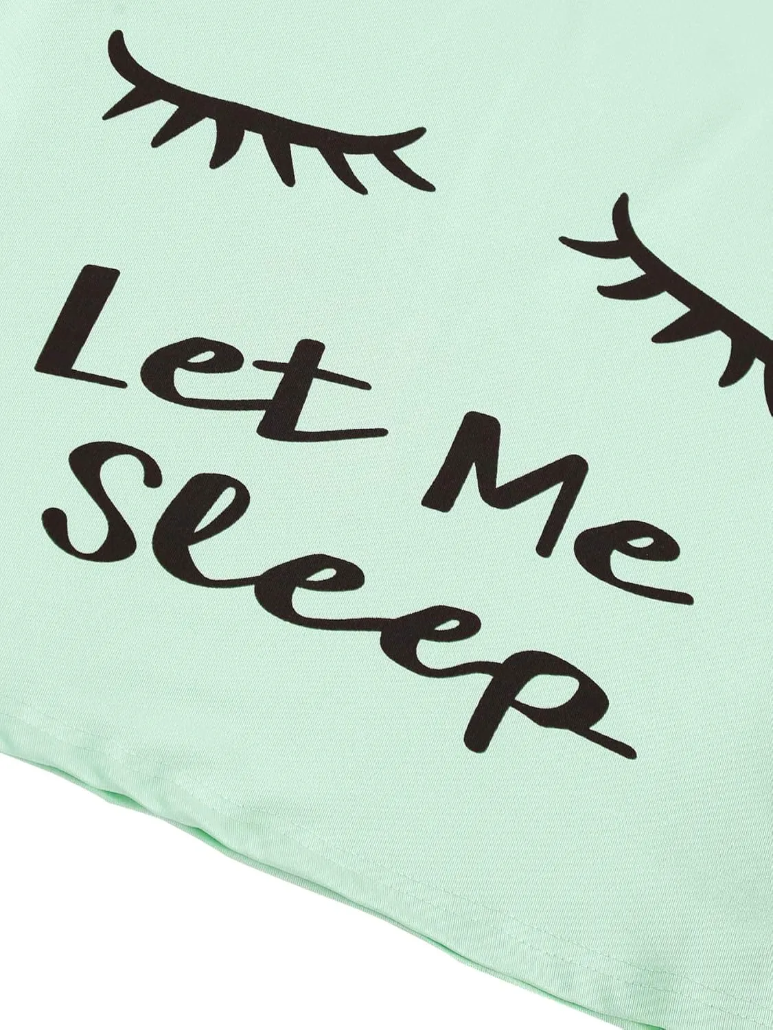 WDIRARA Women's Sleepwear Closed Eyes Print Tee and Striped Shorts Cute Pajama Set