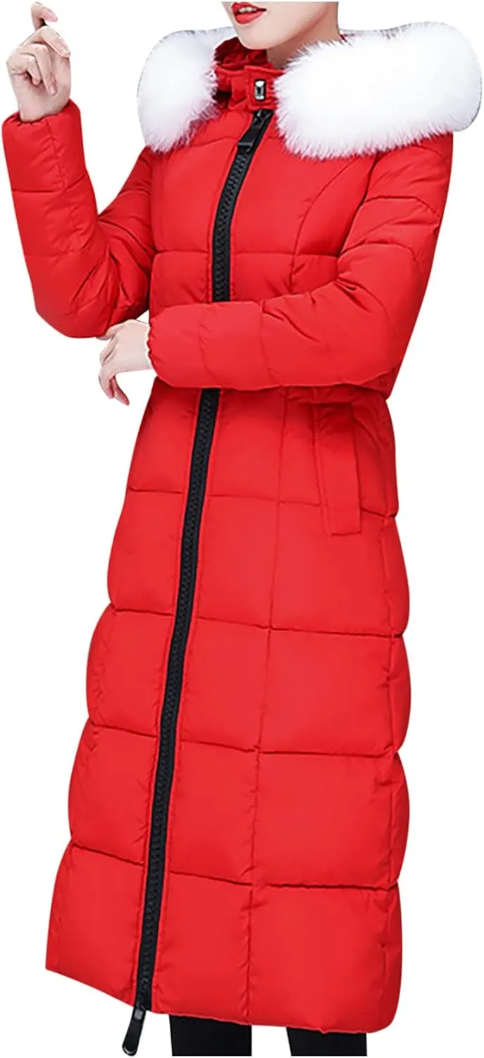 Winter Coat For Women Long Down Coats Thicken Puffer Jacket Warm Fur Hooded Quilted Coat Cotton Padded Jacket Outwear