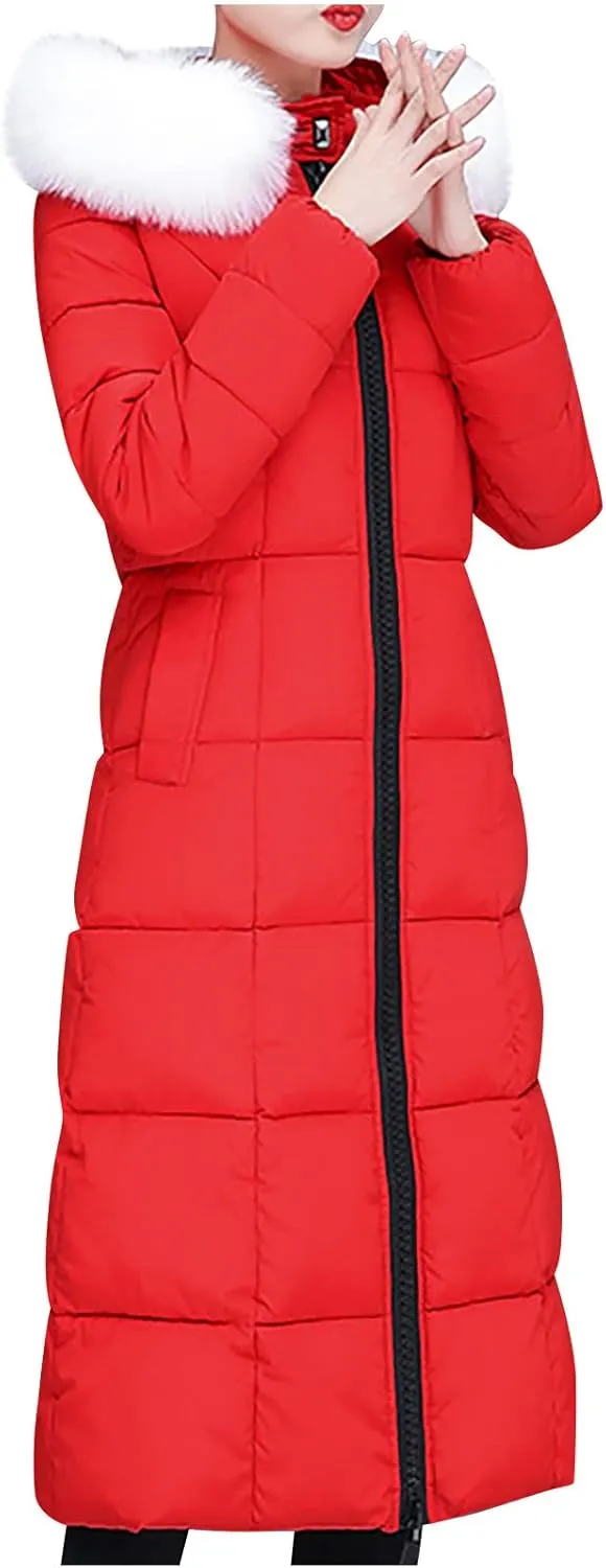 Winter Coat For Women Long Down Coats Thicken Puffer Jacket Warm Fur Hooded Quilted Coat Cotton Padded Jacket Outwear