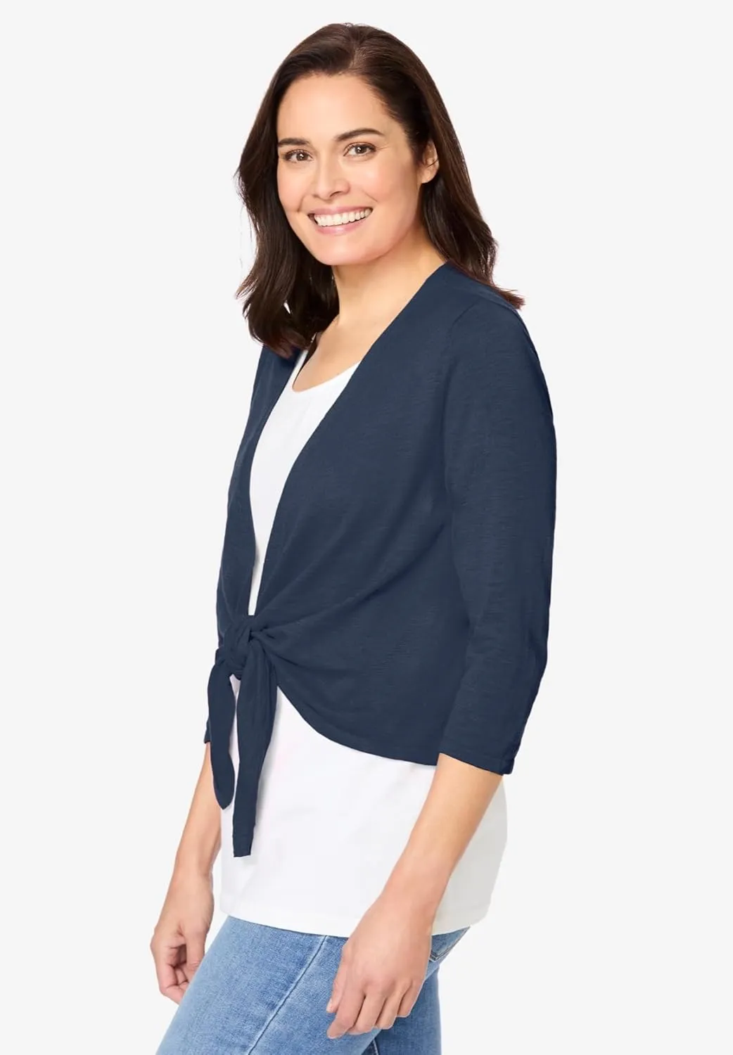 Woman Within Plus Size Versa-Tie Cardigan