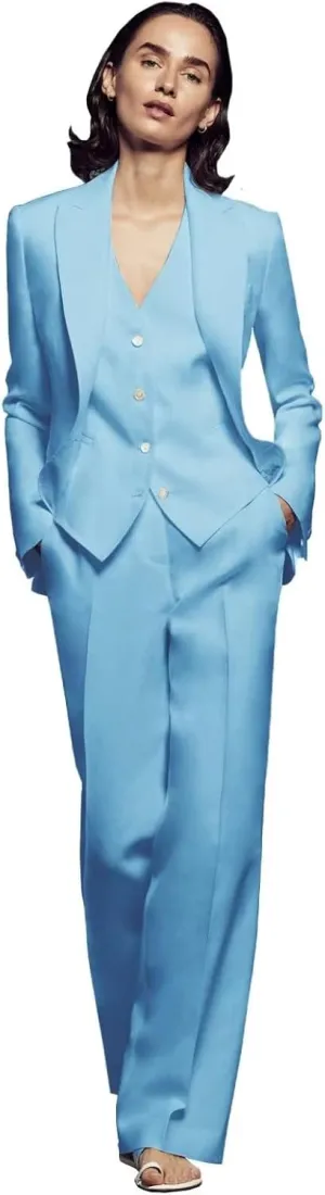 Women 3 Pieces Suit Set Business Peaked Lapel Jacket Office Work Lady Blazer Vest Pants Wedding Tuxedos