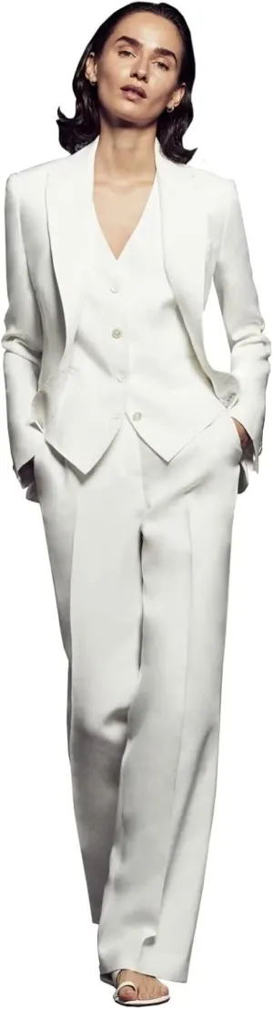 Women 3 Pieces Suit Set Business Peaked Lapel Jacket Office Work Lady Blazer Vest Pants Wedding Tuxedos