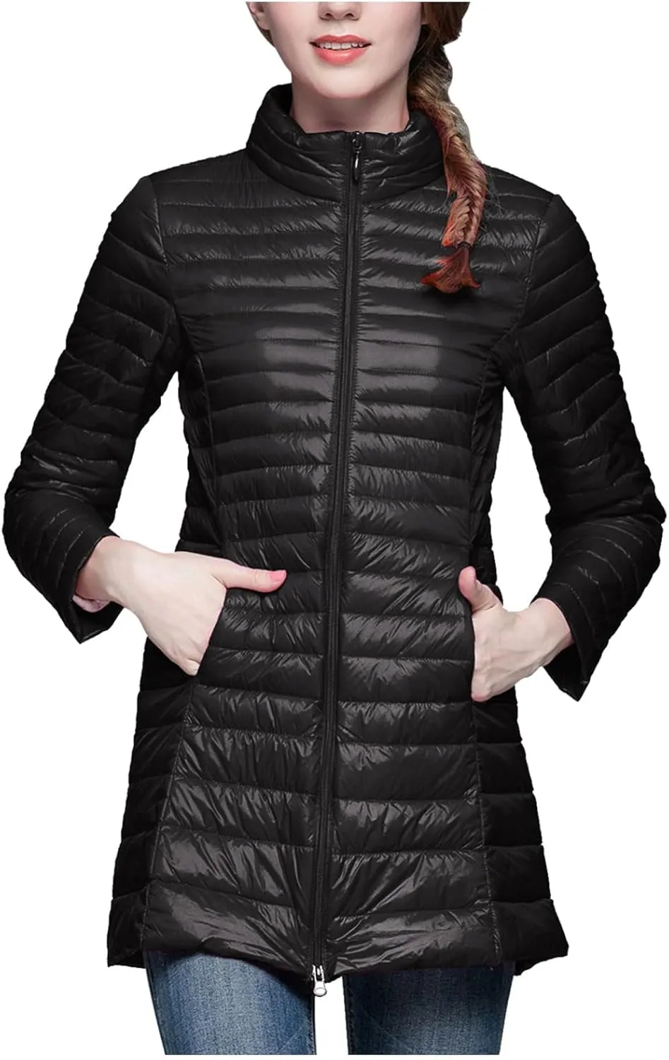 Women Fluffy Quilted Jackets Padded Jacket Winter Coat Casual Padded Coat Heated Jacket Oversized 2024 Fleece Jacket Hooded Trendy Skimpy Slimming Mid Length Fuzzy Cardigans Tops Outwear