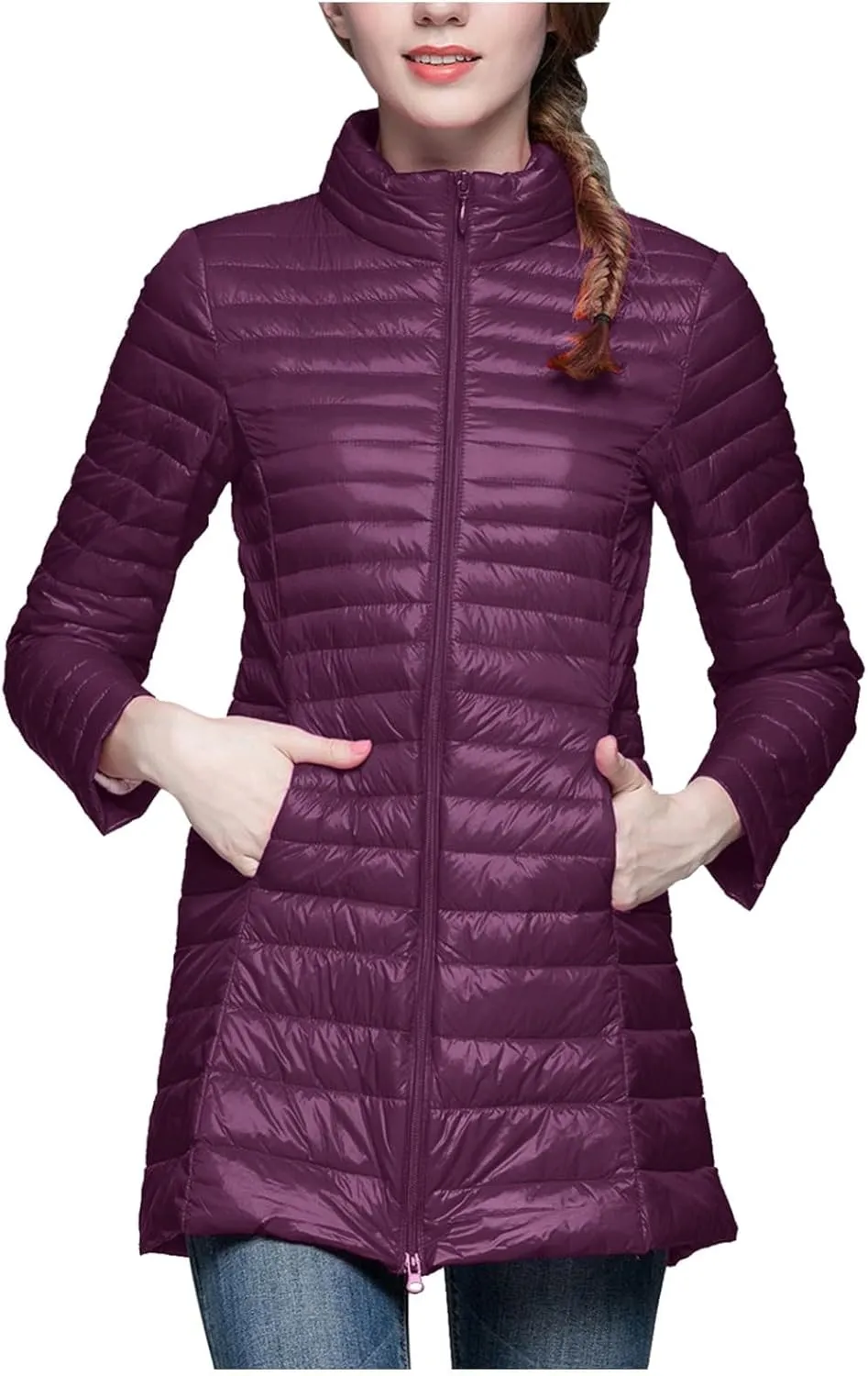 Women Fluffy Quilted Jackets Padded Jacket Winter Coat Casual Padded Coat Heated Jacket Oversized 2024 Fleece Jacket Slimming Mid Length Trendy Skimpy with Hood Fall Thicken Fleece Lined