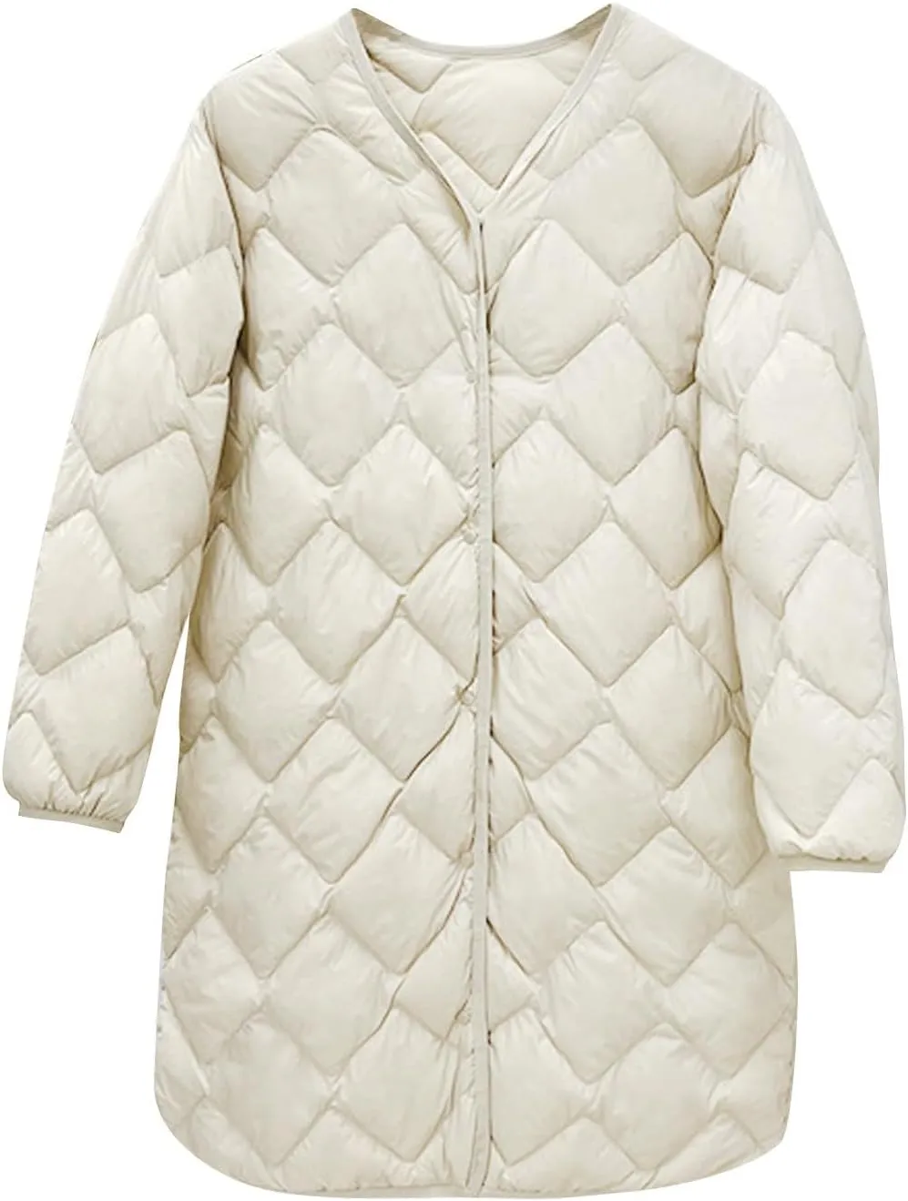 Women Long Lightweight Puffer Jackets Thicken Quilted Jackets Button Down Casual Winter Coats Warm Outerwear Down Coats