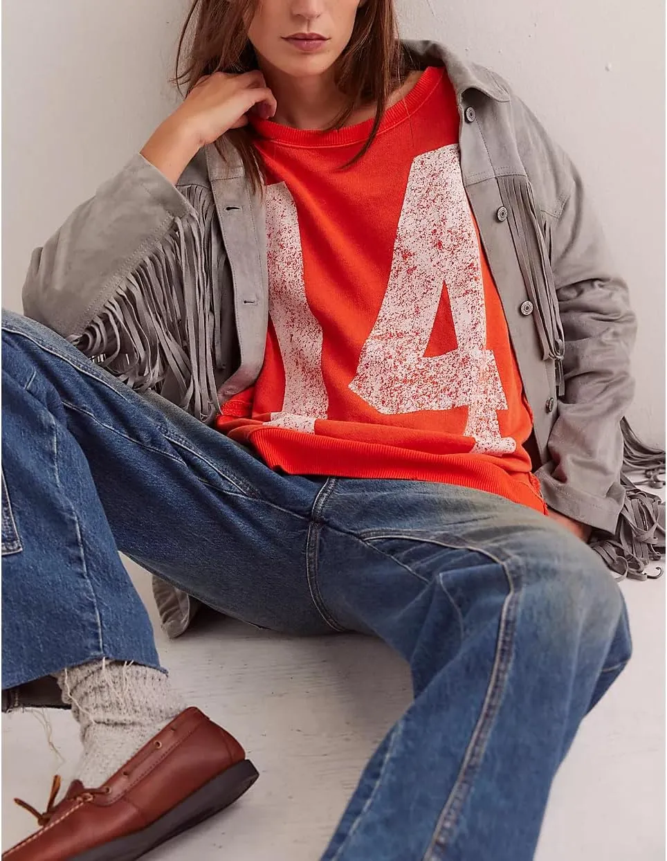 Women Oversized Graphic Sweatshirt Y2K Long Sleeve Crewneck Drop Shoulder Tee Shirt Vintage Loose Fit Pullover Tops