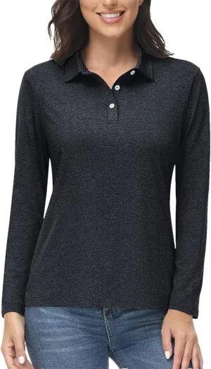 Women Summer Outdoor Golf Polos T-Shirts Long Sleeve Hiking Athletic Quick Dry Tee Shirt Tops