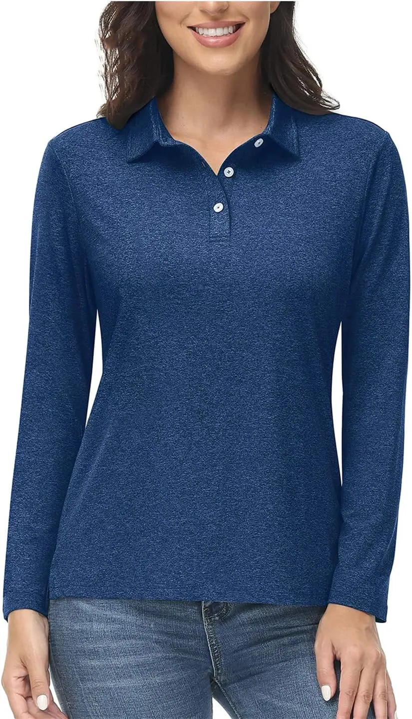 Women Summer Outdoor Golf Polos T-Shirts Long Sleeve Hiking Athletic Quick Dry Tee Shirt Tops
