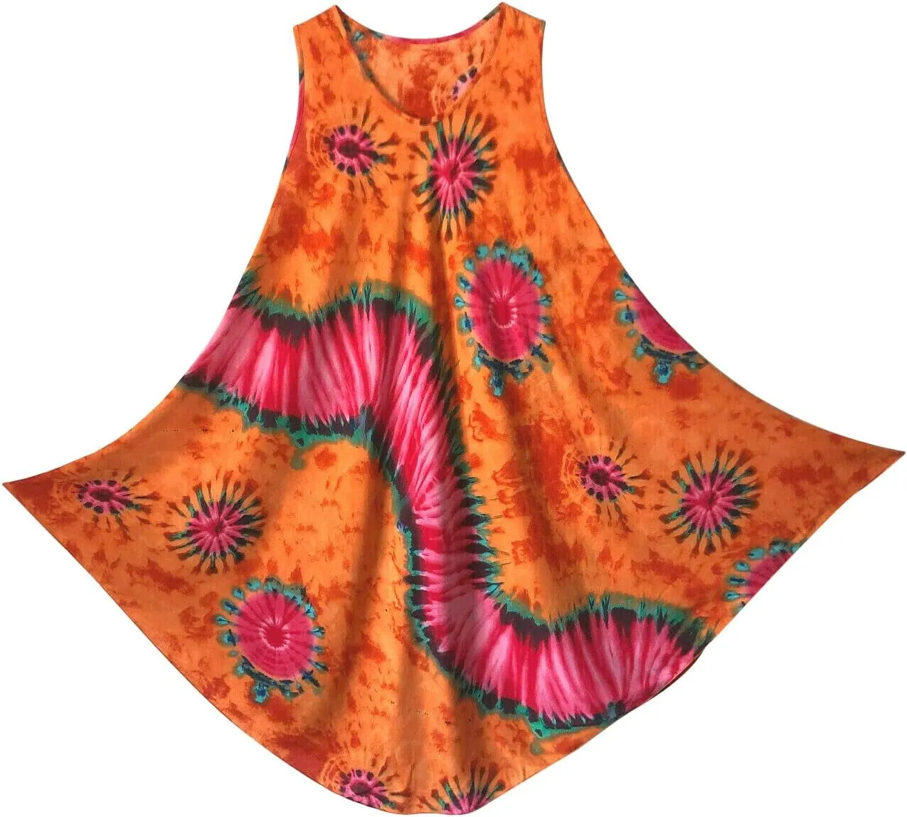 Women Tie Dye Boho Sundress Summer Bohemian Dress Beach Cover Up Dress One Size Fit for S/M/L