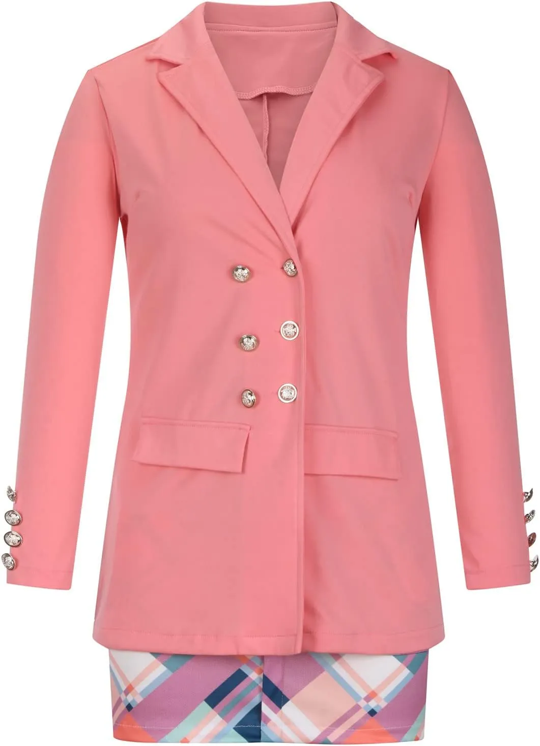 Women's 2 Piece Outfits Casual Solid Long Sleeve Suits Button Work Coat High Waist Blazer Jacket and Mini Skirt Set