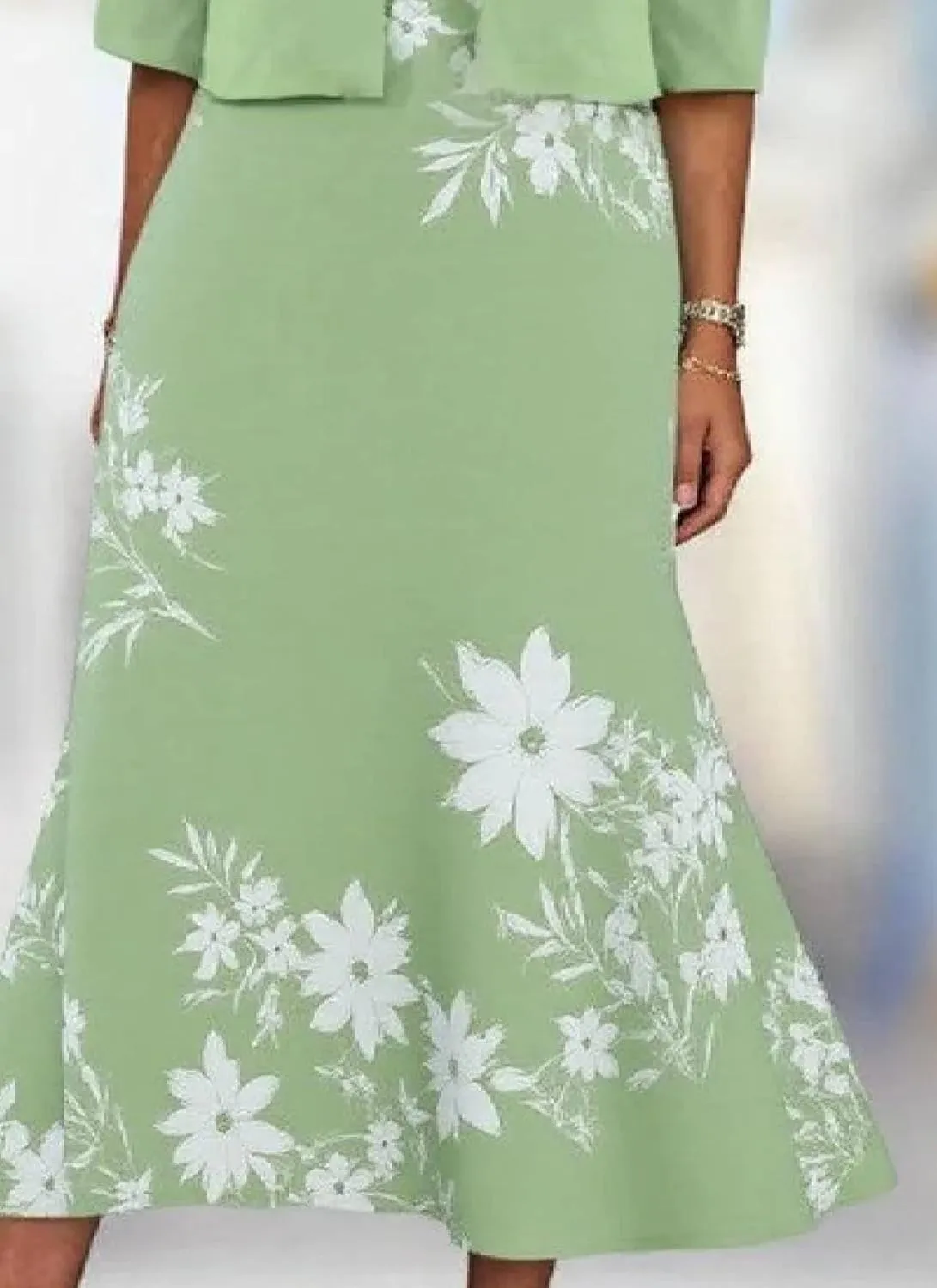 Womens 2 Piece Set Fashion Unique Plant Print Midi Dress with Jacket Cardigan Wedding Guest Floral Print Midi Dresses