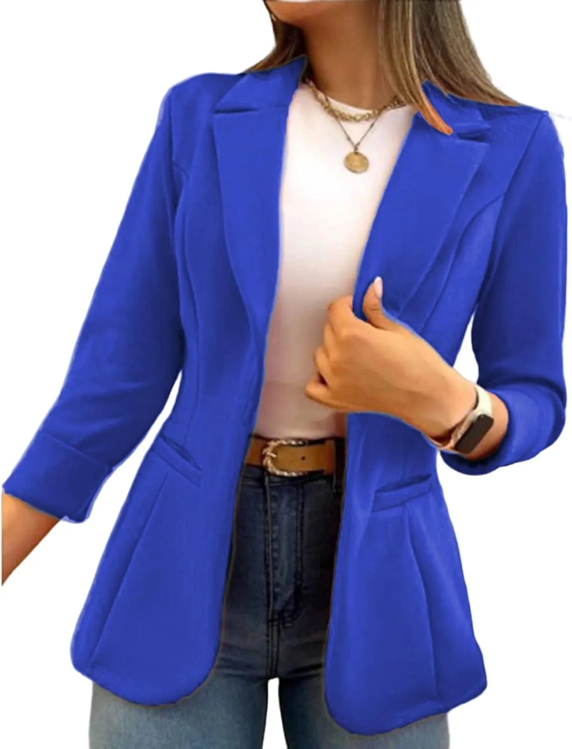 Women's Blazer Business Casual Long Sleeve Lapel Button Slim Work Office Blazer Open Front Casual Jacket Coat Workwear
