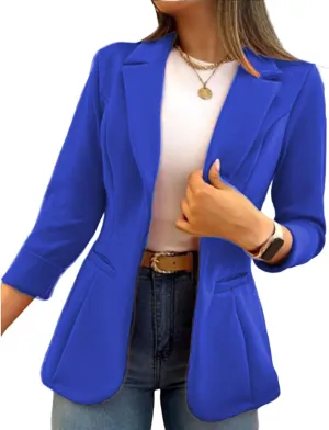 Women's Blazer Business Casual Long Sleeve Lapel Button Slim Work Office Blazer Open Front Casual Jacket Coat Workwear