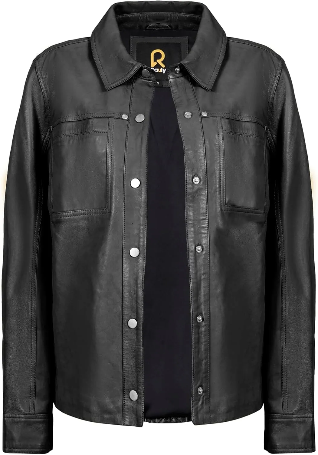 Womens Button Front Lambskin Leather Blazer Women - Casual Coat Long Sleeves Suit Style Leather Jacket for Women