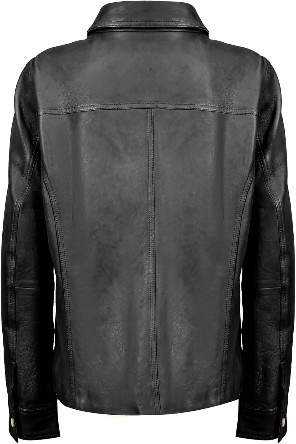 Womens Button Front Lambskin Leather Blazer Women - Casual Coat Long Sleeves Suit Style Leather Jacket for Women
