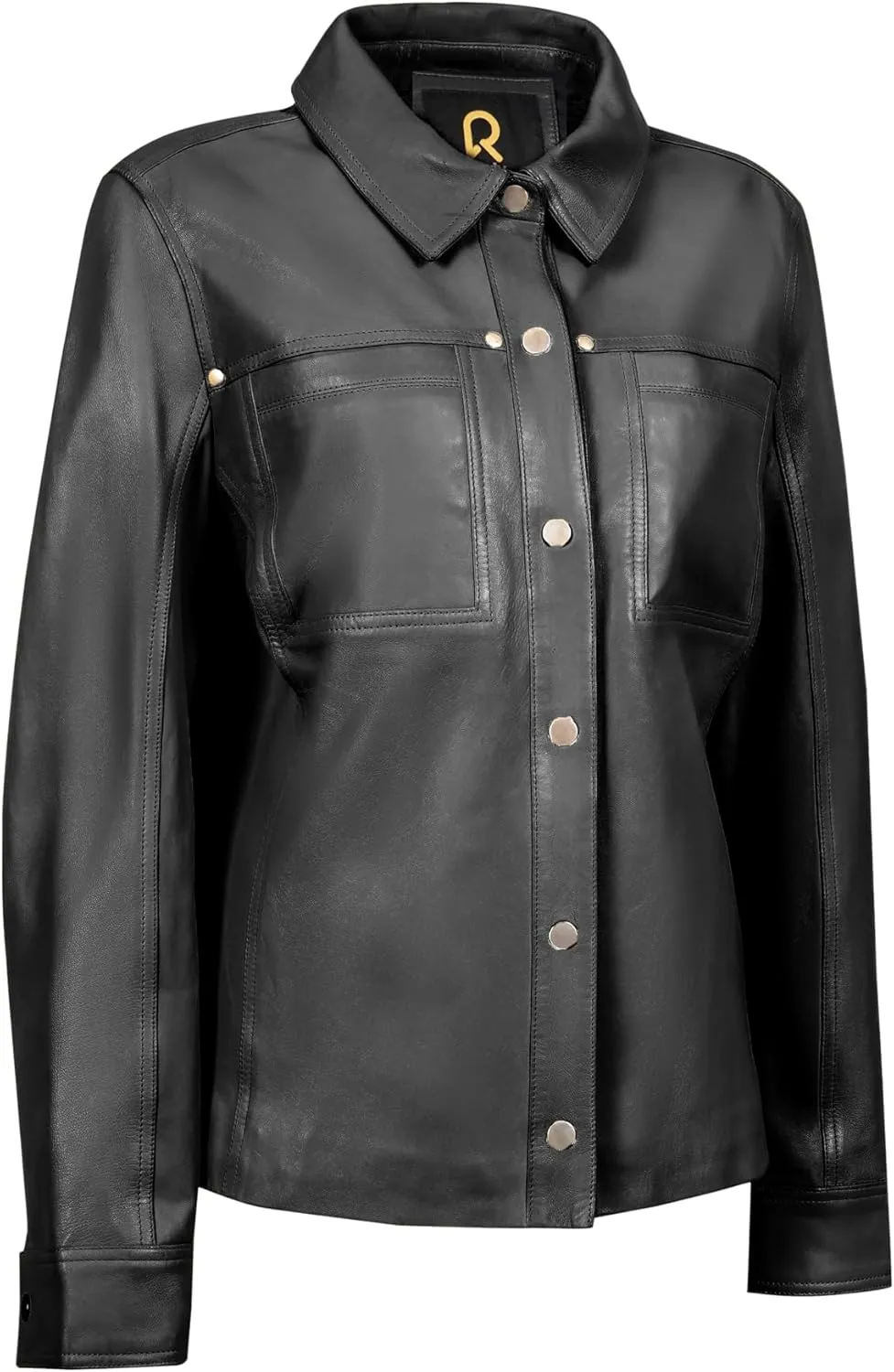 Womens Button Front Lambskin Leather Blazer Women - Casual Coat Long Sleeves Suit Style Leather Jacket for Women