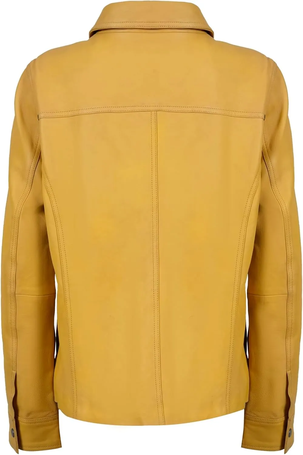 Womens Button Front Lambskin Leather Blazer Women - Casual Coat Long Sleeves Suit Style Leather Jacket for Women