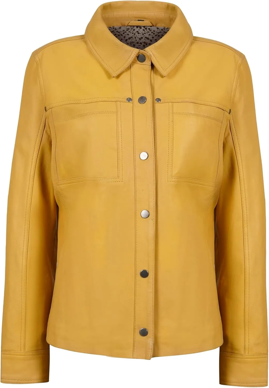 Womens Button Front Lambskin Leather Blazer Women - Casual Coat Long Sleeves Suit Style Leather Jacket for Women