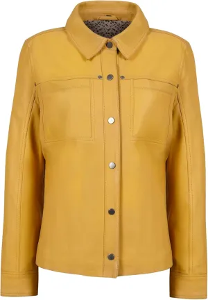 Womens Button Front Lambskin Leather Blazer Women - Casual Coat Long Sleeves Suit Style Leather Jacket for Women