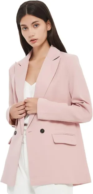 Women's Casual Long Sleeve Lapel Oversized Button Work Office Blazer Suit Jacket