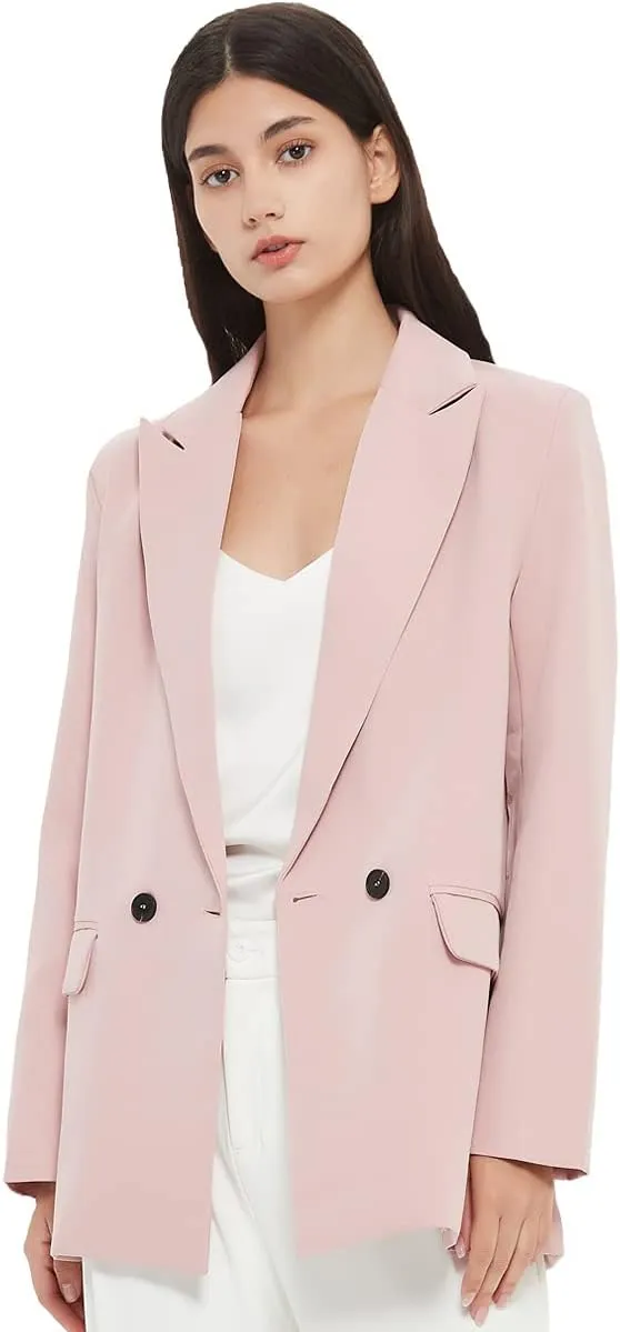 Women's Casual Long Sleeve Lapel Oversized Button Work Office Blazer Suit Jacket
