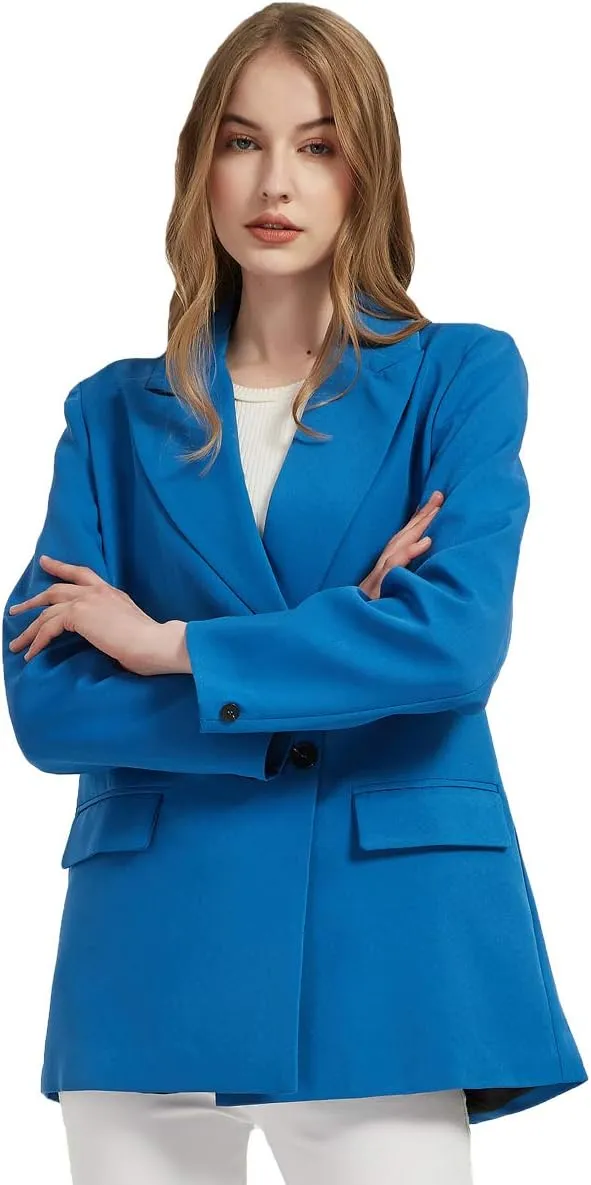 Women's Casual Long Sleeve Lapel Oversized Button Work Office Blazer Suit Jacket