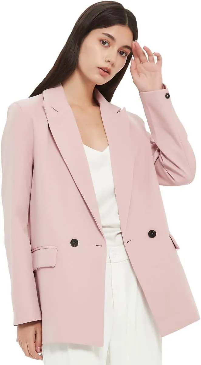 Women's Casual Long Sleeve Lapel Oversized Button Work Office Blazer Suit Jacket