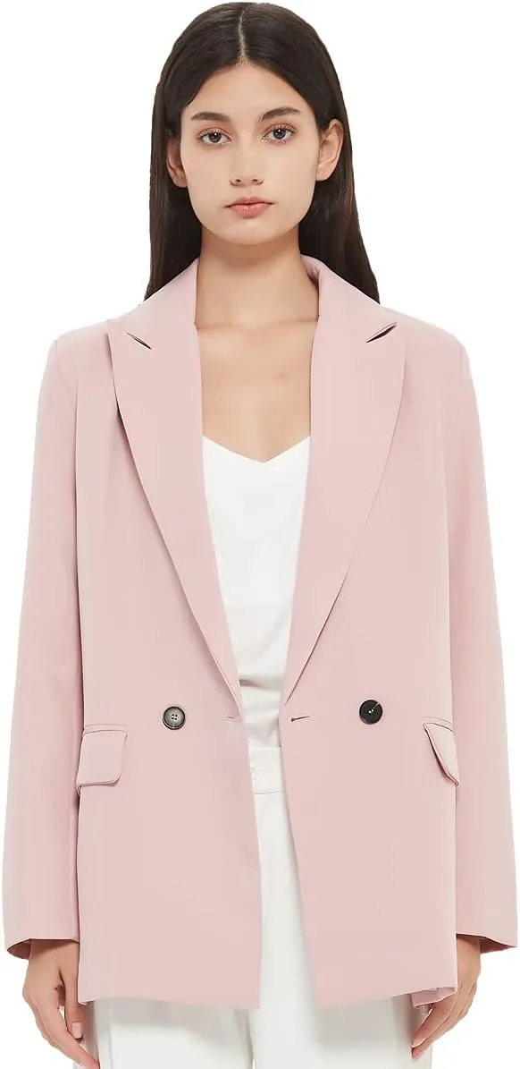 Women's Casual Long Sleeve Lapel Oversized Button Work Office Blazer Suit Jacket