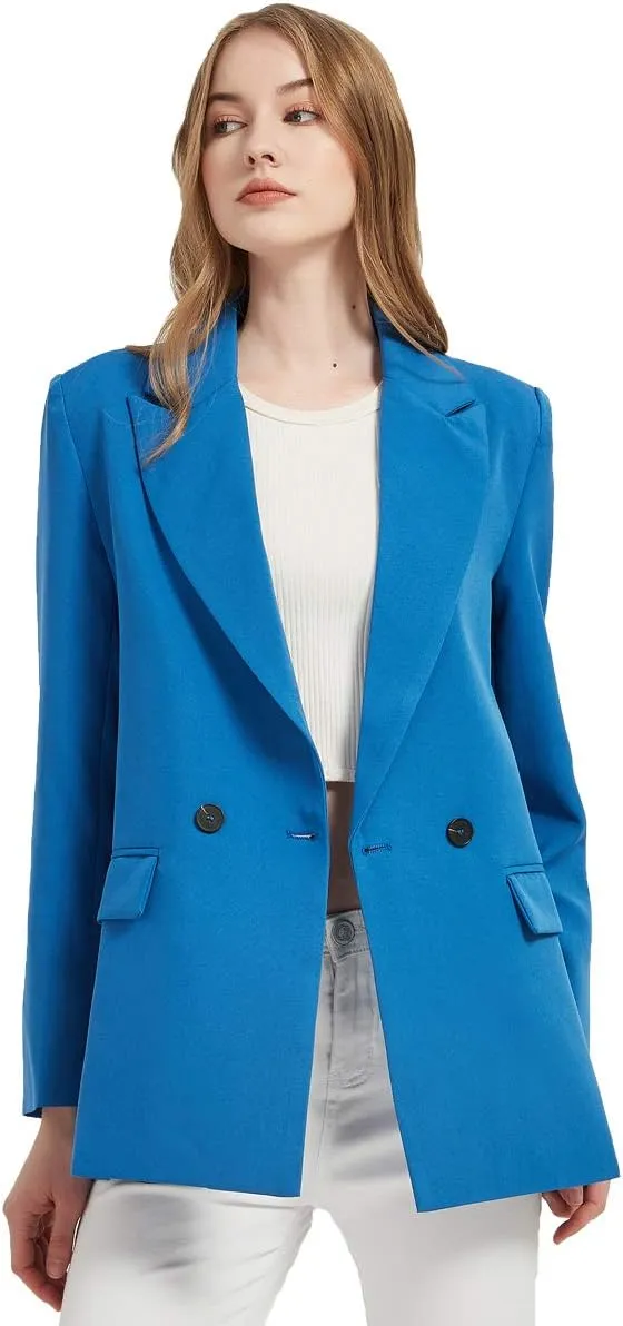 Women's Casual Long Sleeve Lapel Oversized Button Work Office Blazer Suit Jacket