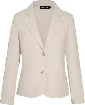 Women's Cotton Linen Blazer Long Sleeve Lapel Button Blazers Lightweight Summer Casual Work Office Jacket Suit