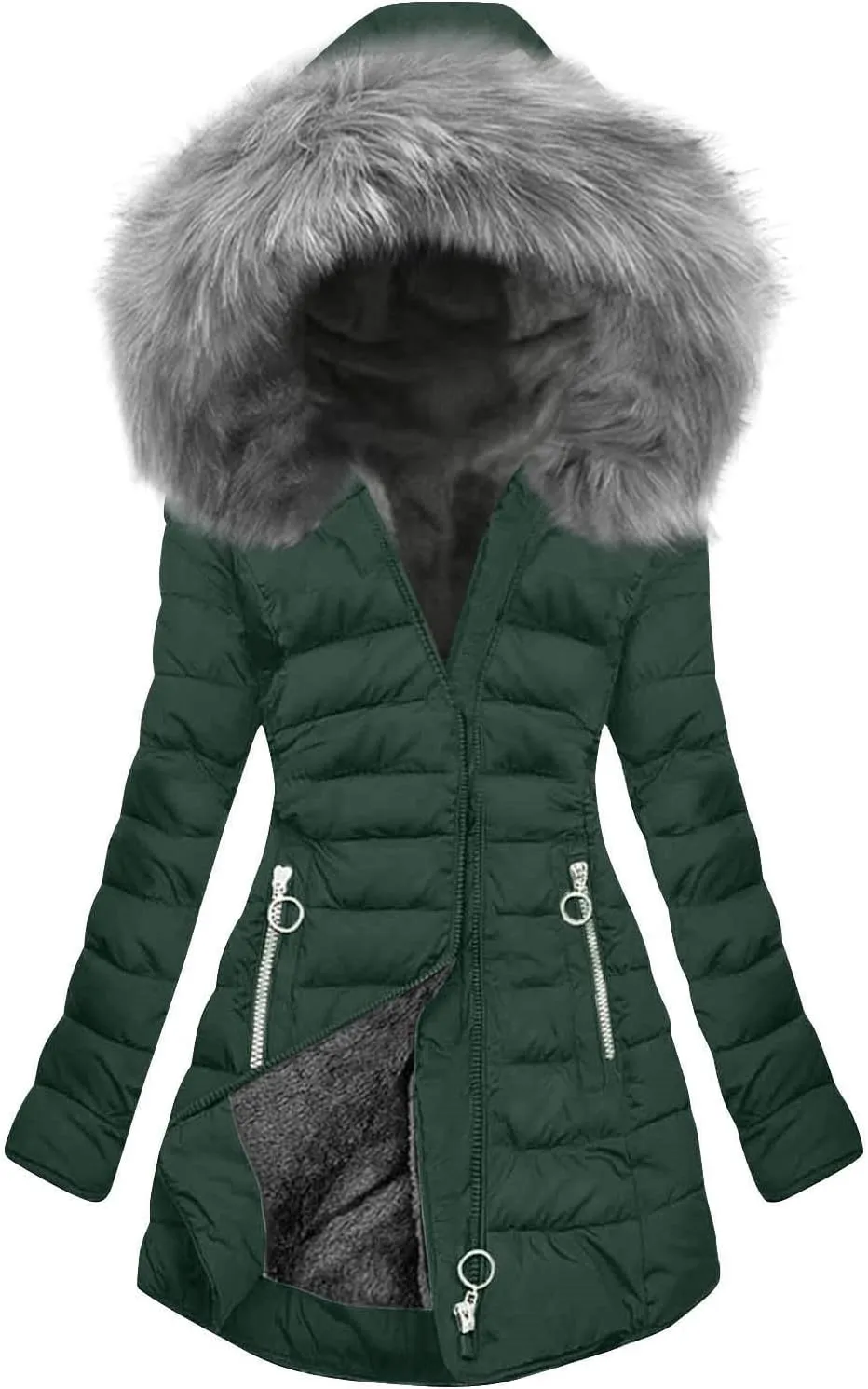 Women's Fleece Lined Winter Jacket Plus Size Parka Coat Thick Down Coat Fur Hooded Coat Warm Outerwear Outdoor Coats