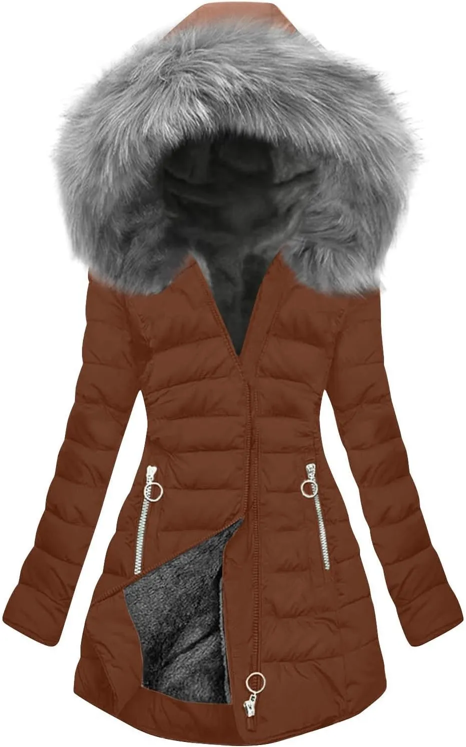 Women's Fleece Lined Winter Jacket Plus Size Parka Coat Thick Down Coat Fur Hooded Coat Warm Outerwear Outdoor Coats