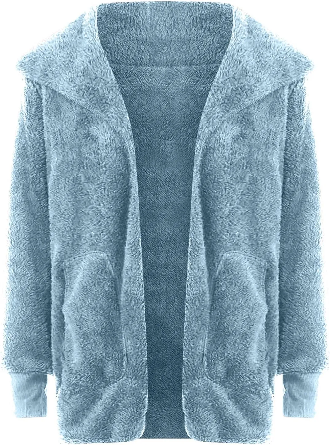 Womens Fuzzy Fleece Cardigan Coat Casual Oversized Open Front Sherpa Hooded Jackets Warm Winter Fluffy Outerwear