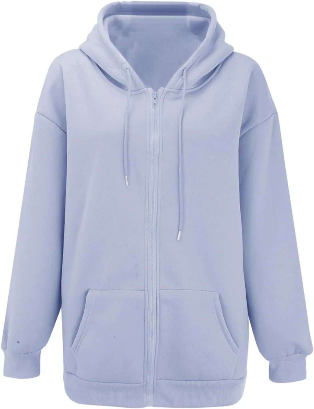 Women's Hoodies Full Zipper Hooded Sweatshirt Cute Fall Casual Oversized Drawstring Jackets with Pockets Winter Clothes