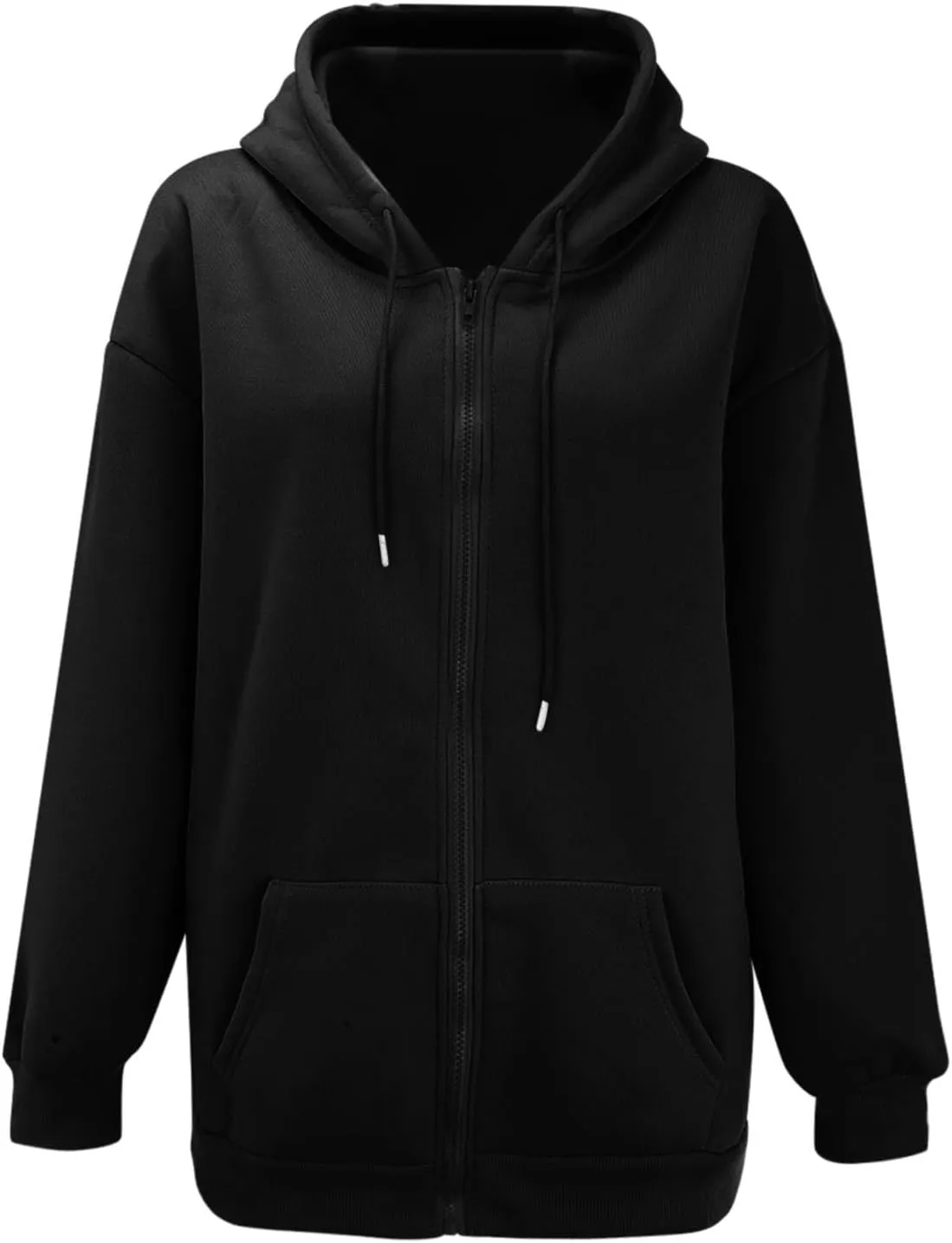 Women's Hoodies Full Zipper Hooded Sweatshirt Cute Fall Casual Oversized Drawstring Jackets with Pockets Winter Clothes