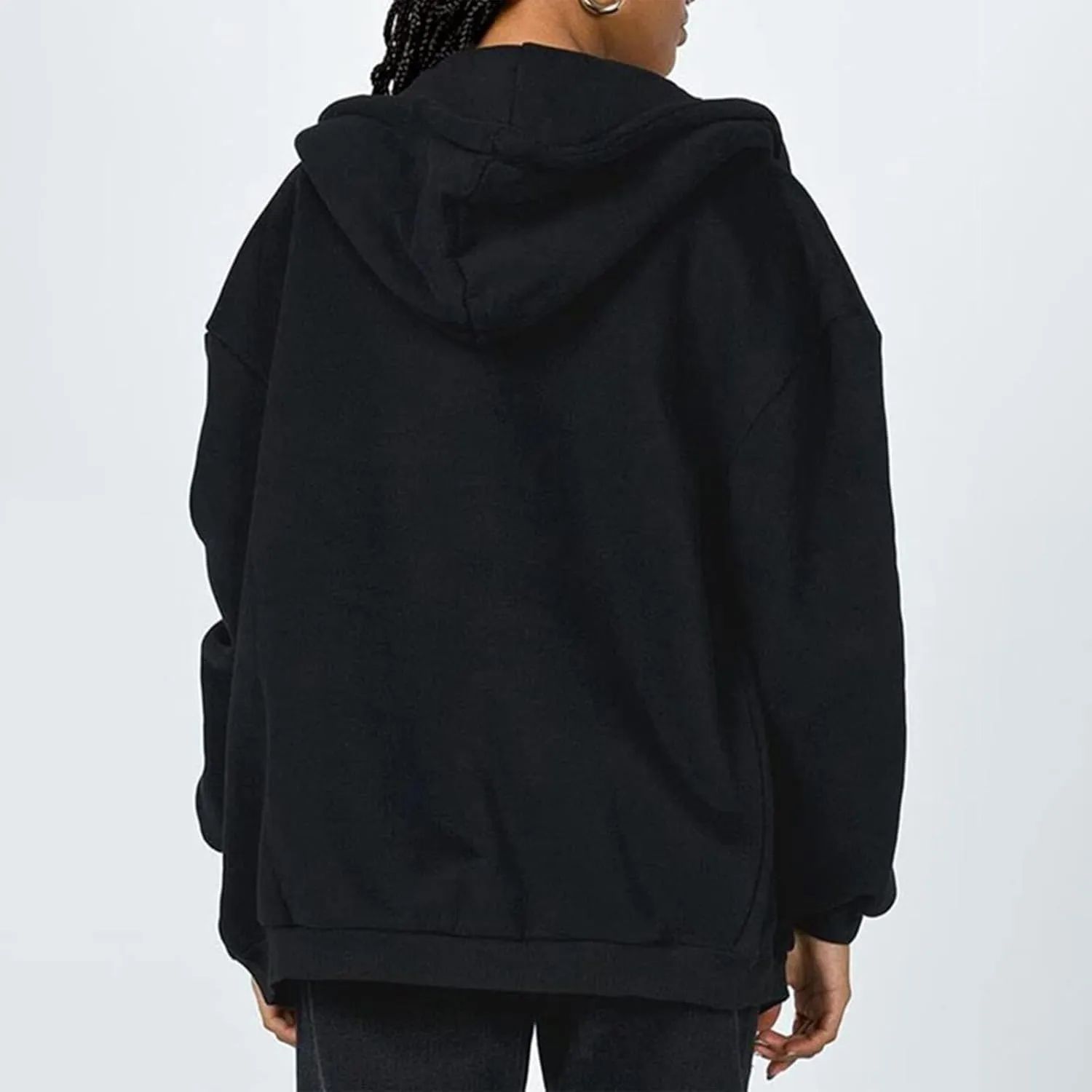 Women's Hoodies Full Zipper Hooded Sweatshirt Cute Fall Casual Oversized Drawstring Jackets with Pockets Winter Clothes