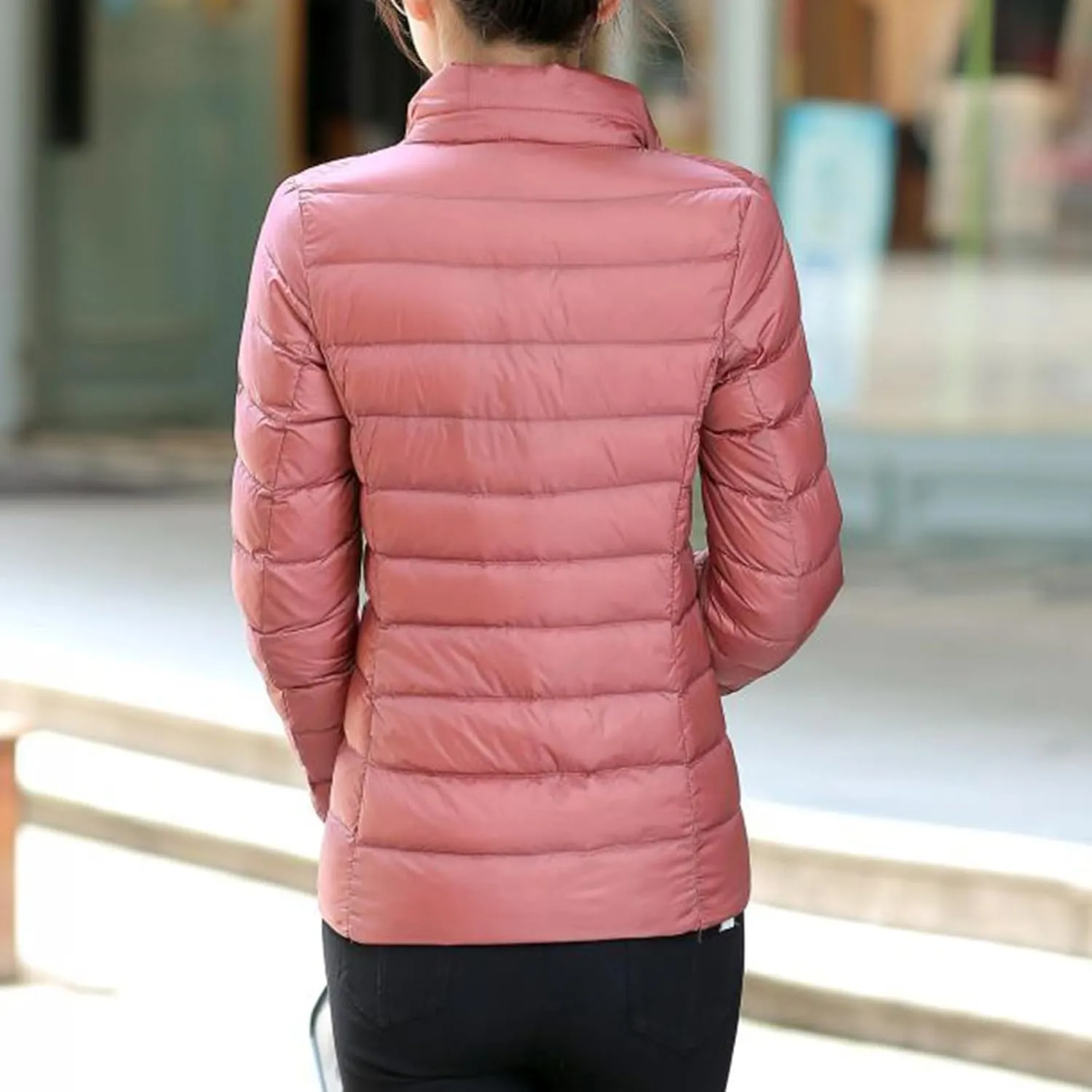 Women's Lightweight Packable Down Jacket Quilted Puffer Coat Plus Size Winter Warm Puffy Jackets with Stand Collar