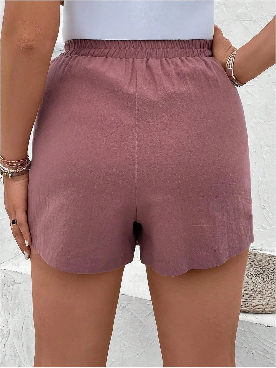 Women's Plus Size Knot Side Skort Casual Wrap Elastic Waist Shorts Summer Shorts Skirts