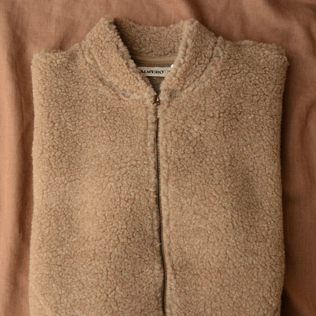Women's Plush Bomber Jacket - 100% Wool - Tan (XS-L)