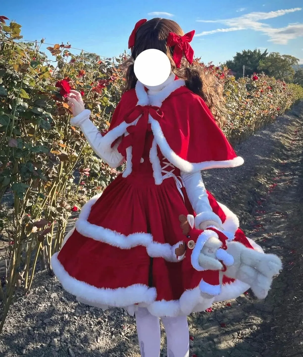 Women's Red Christmas Suspender Sleeveless Dress with Cloak Dress Prom Dress