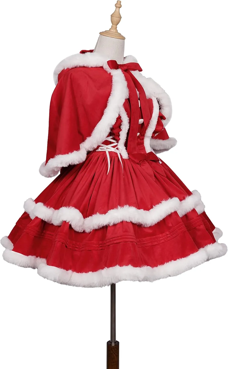 Women's Red Christmas Suspender Sleeveless Dress with Cloak Dress Prom Dress