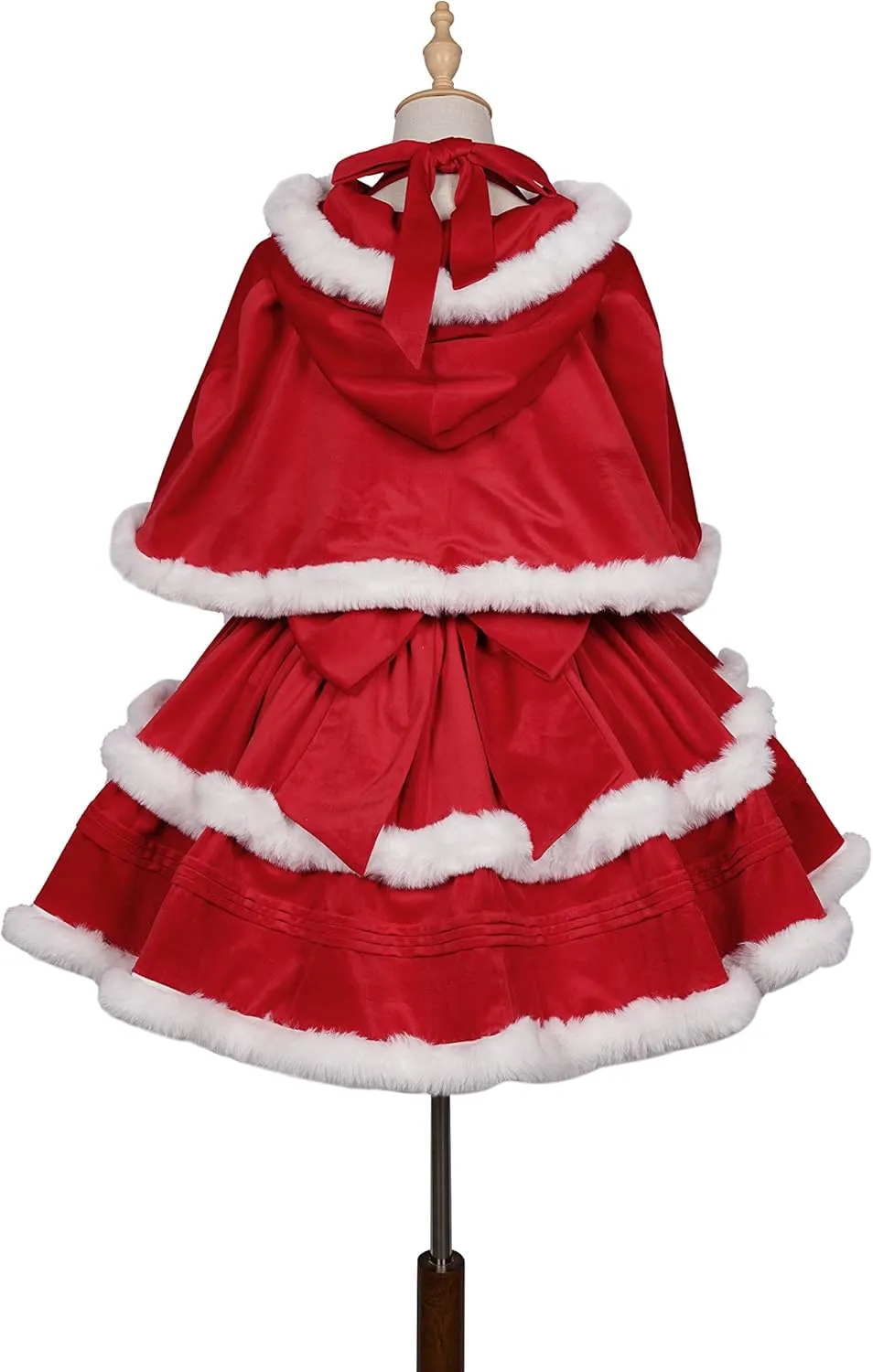 Women's Red Christmas Suspender Sleeveless Dress with Cloak Dress Prom Dress