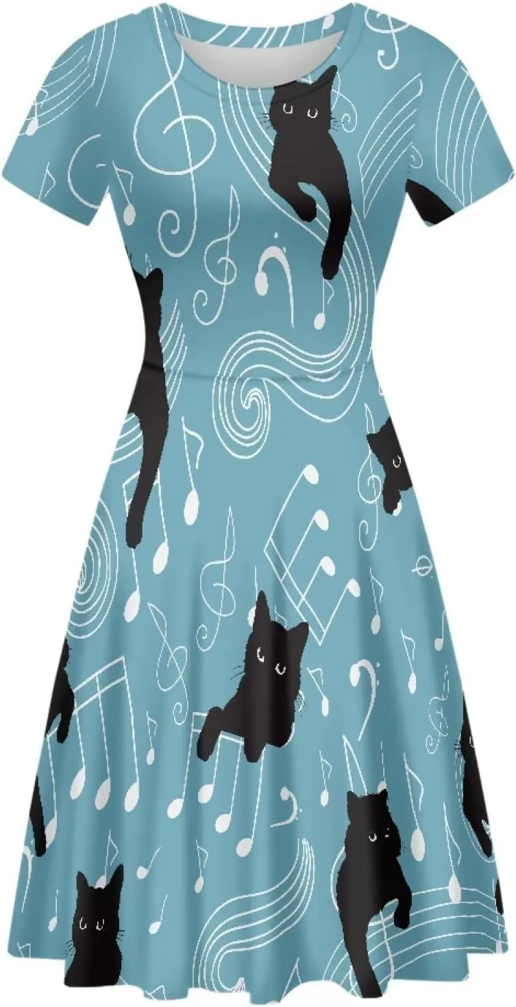 Womens Sexy Plus Size Summer Dresses High Waist Short Sleeve Casual Party Beach Prom Party Midi Sundress S-4XL