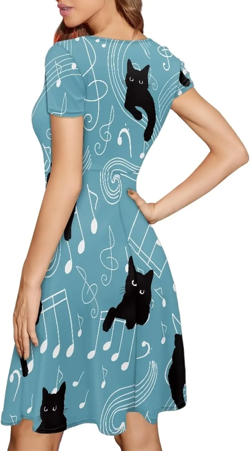 Womens Sexy Plus Size Summer Dresses High Waist Short Sleeve Casual Party Beach Prom Party Midi Sundress S-4XL