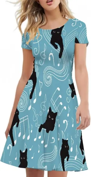 Womens Sexy Plus Size Summer Dresses High Waist Short Sleeve Casual Party Beach Prom Party Midi Sundress S-4XL