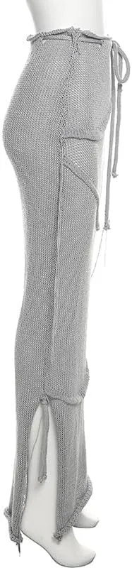 Women's Summer y2k knit Dress 2piece Backless strap crop top & Maxi Dress 2piece Party Trash Wind Club 2piece set