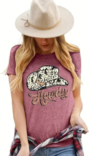 Women's Vintage Country Music Shirt Western Howdy Cowgirl Graphic Summer Music Party Tee
