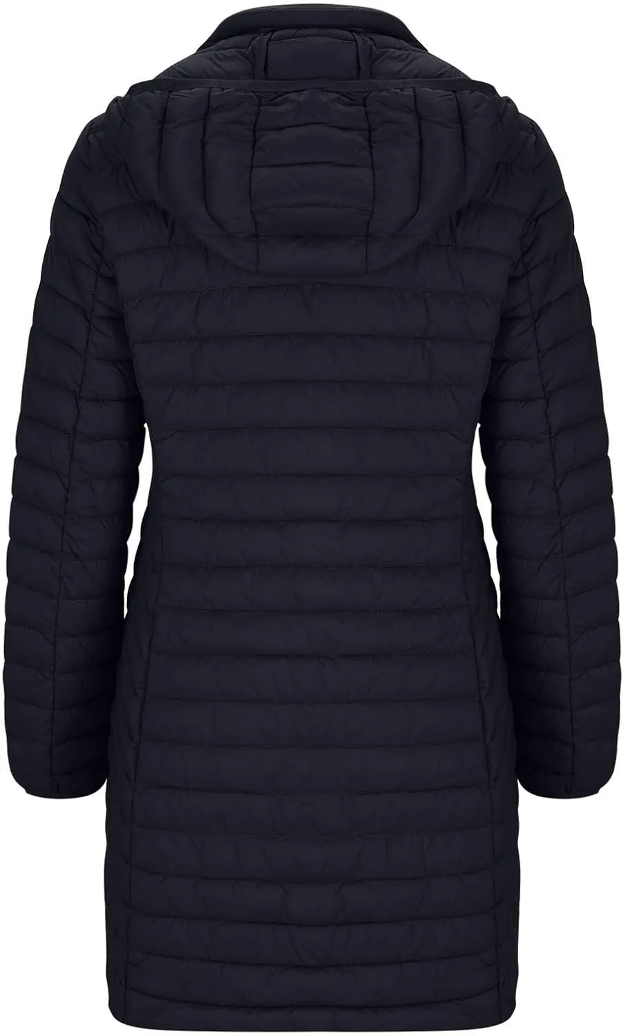 Womens Winter Long Puffer Jacket Lightweight Warm Slim Fit Stretchy Quilted Down Coat with Removable Hood Outerwear