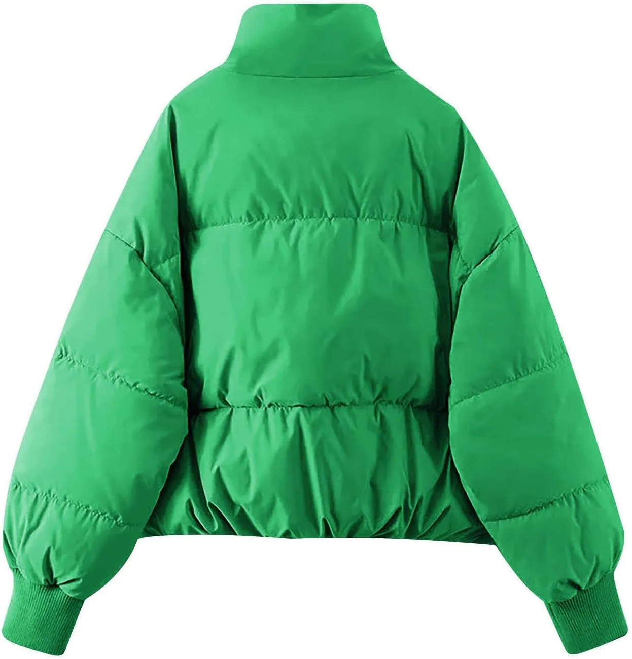 Women's Winter Stand Collar Puffer Jacket Zipper Baggy Short Padded down Coats Fluffy Thermal Warm Bread Cotton Coats